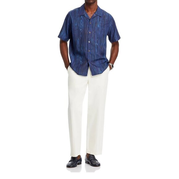 Paul Smith PS Men's Short Sleeve Abstract Print Button Shirt Casual Fit Blue M - Picture 6 of 7